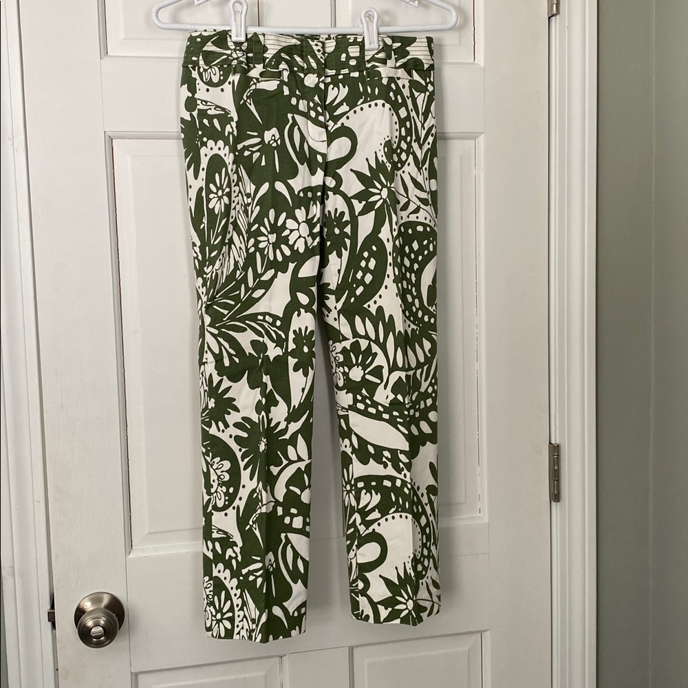 J. Crew Olive and White Patterned Pants